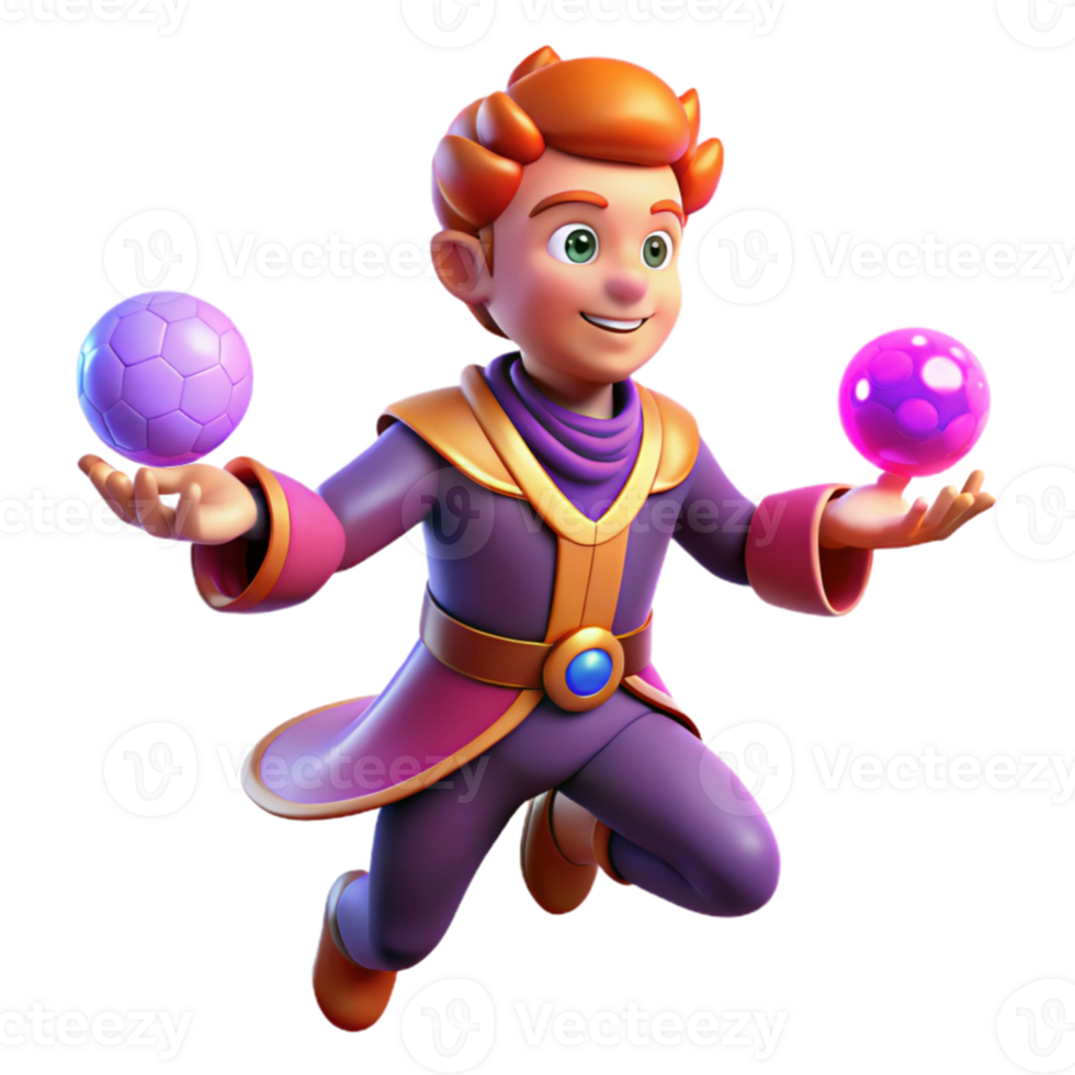 wonderful contemporary vibrant rustic A mischievous imp juggling glowing orbs of arcane energy, dynamic pose, vibrant colors, cartoon style high resolution high quality png