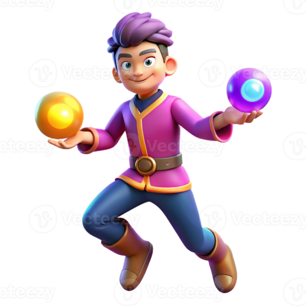 elegant modern extraordinary contemporary A mischievous imp juggling glowing orbs of arcane energy, dynamic pose, vibrant colors, cartoon style detailed high quality png