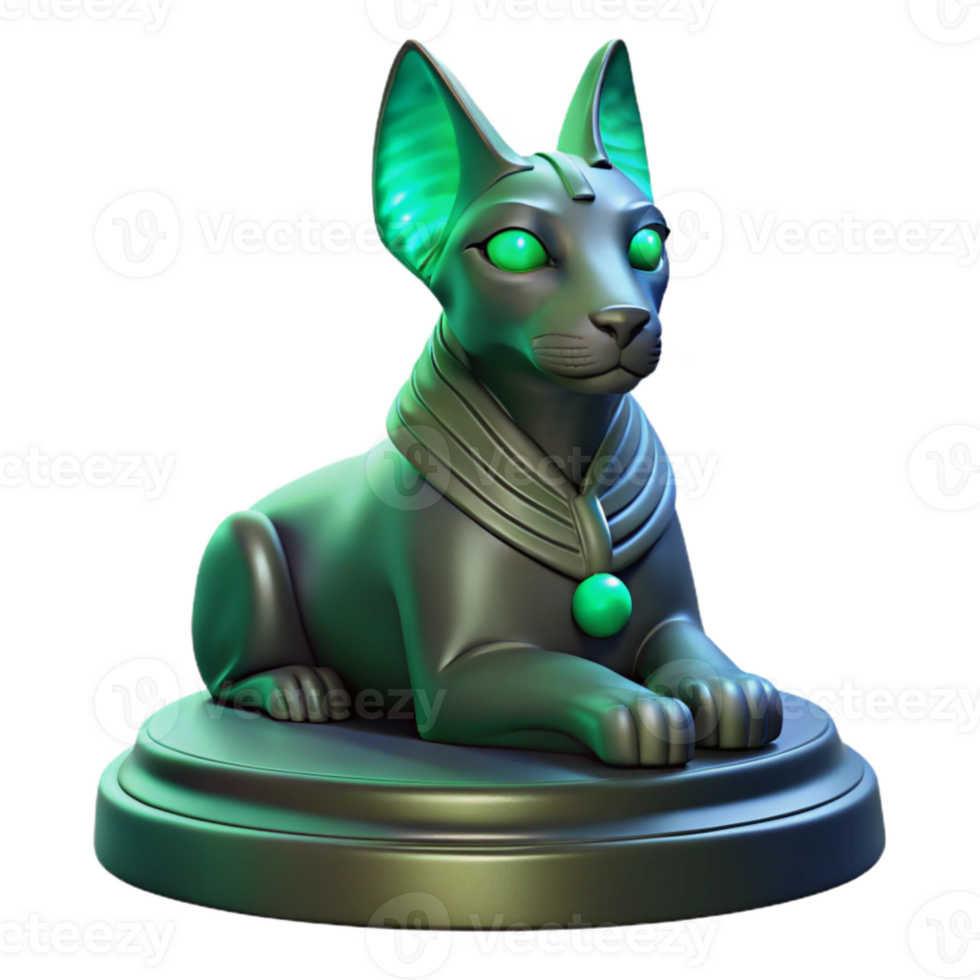 wonderful classic beautiful contemporary A majestic sphinx with glowing emerald eyes, resting on a pedestal of carved obsidian, dramatic lighting, ancient Egyptian style 4K authentic png