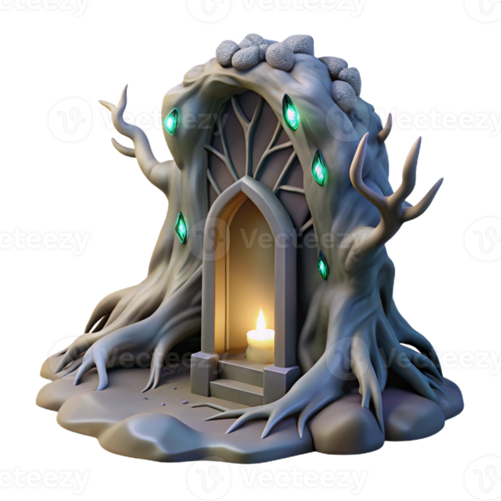 magnificent traditional beautiful abstract A hidden portal shimmering with otherworldly light, nestled within the roots of an ancient tree, mysterious, ethereal style detailed premium png