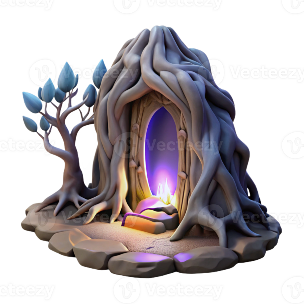 impressive abstract extraordinary traditional A hidden portal shimmering with otherworldly light, nestled within the roots of an ancient tree, mysterious, ethereal style genuine 4K png