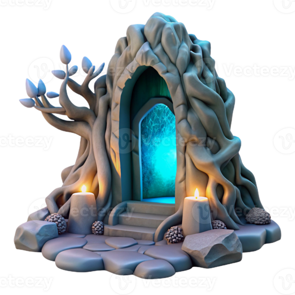 extraordinary vintage vibrant artistic A hidden portal shimmering with otherworldly light, nestled within the roots of an ancient tree, mysterious, ethereal style authentic high resolution png