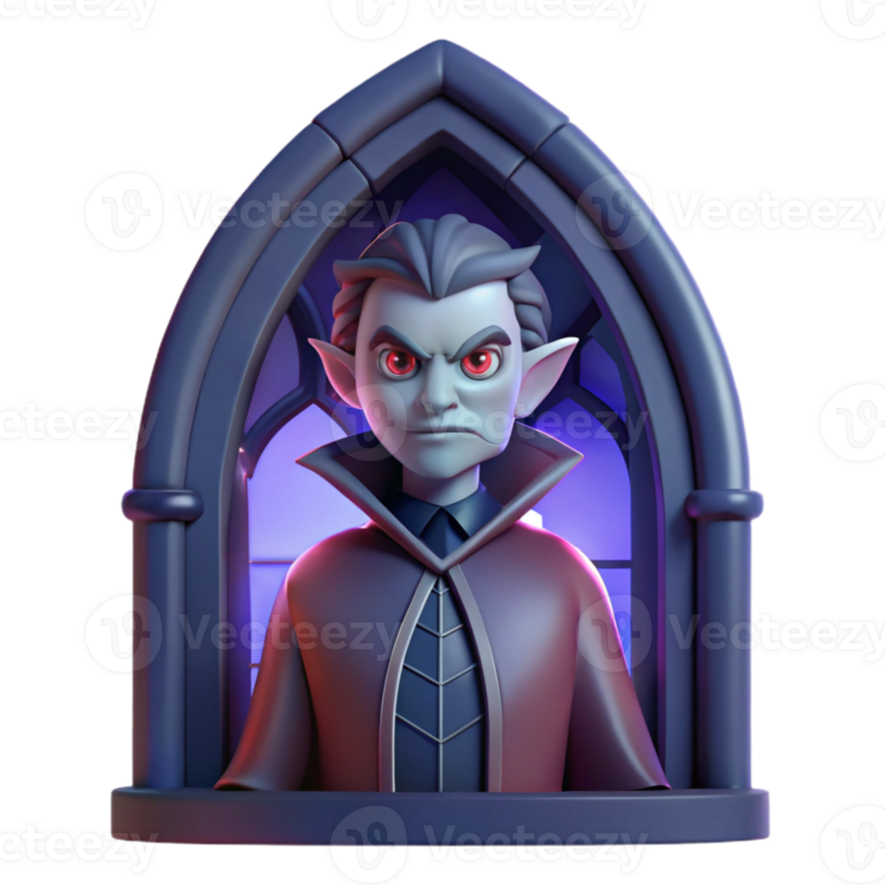 vibrant vintage extraordinary abstract A dark, brooding vampire lord standing in a gothic castle window, moonlight illuminating his pale face, dark fantasy style genuine premium png