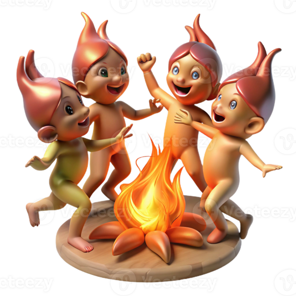 beautiful abstract beautiful abstract A group of mischievous pixies dancing around a bonfire, vibrant, flickering firelight, Brian Froud style 4K detailed png