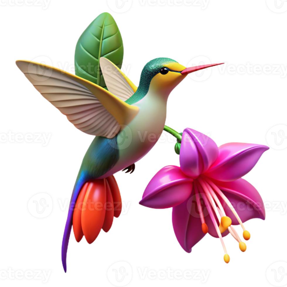 wonderful abstract serene abstract A hummingbird hovering near a vibrant fuchsia flower, dynamic pose, vivid colors, nature photography style high quality exclusive png