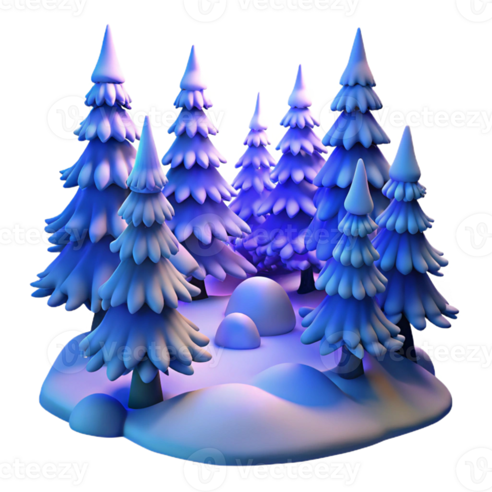 vibrant creative dramatic abstract A snow-covered pine forest at twilight, cool blue tones, soft light, impressionistic style high resolution 4K png