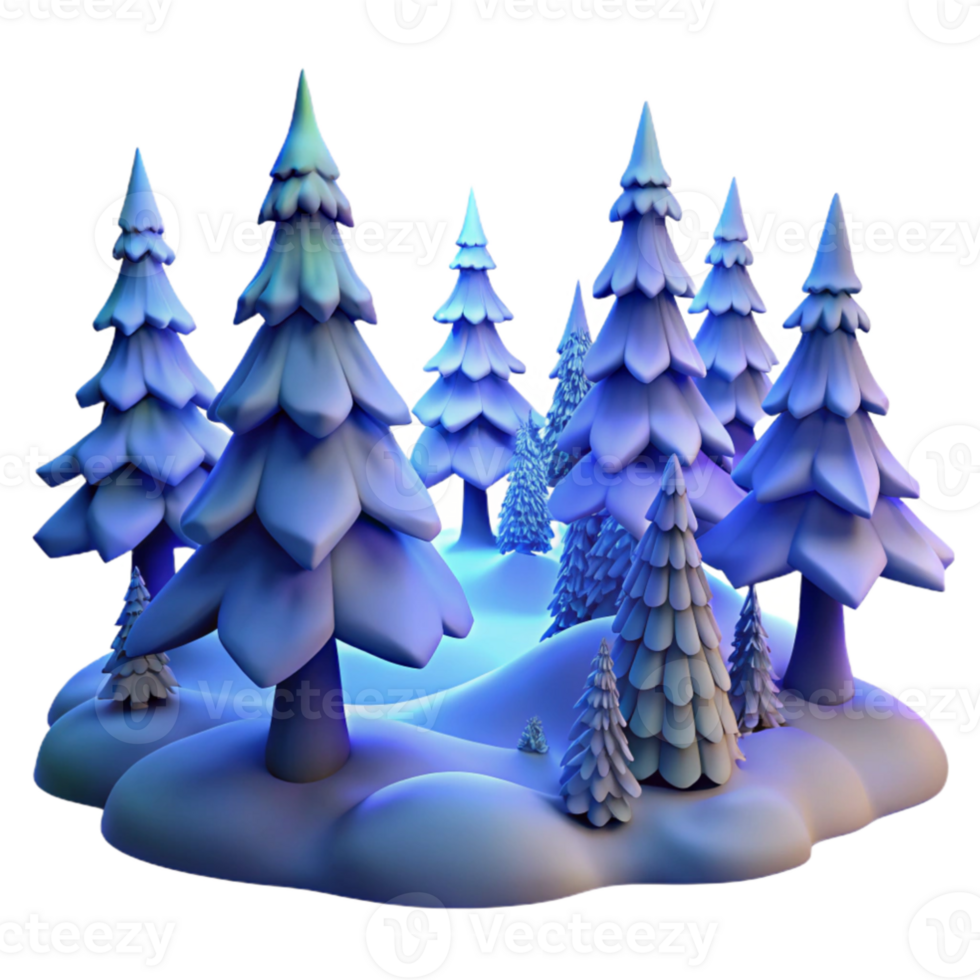 impressive vintage wonderful vintage A snow-covered pine forest at twilight, cool blue tones, soft light, impressionistic style professional premium png