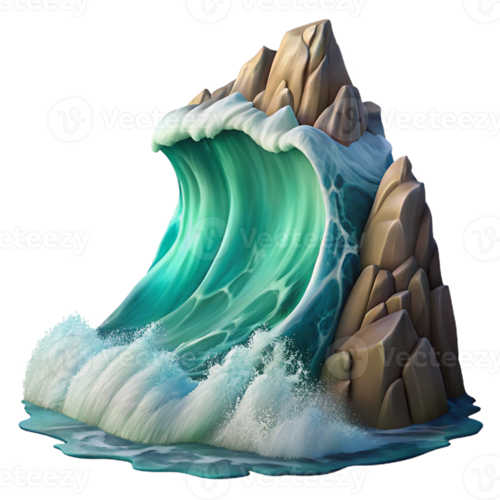 impressive contemporary wonderful abstract A single, giant wave crashing against a rocky cliff face, dramatic lighting, powerful and dynamic composition, digital painting authentic high resolution png