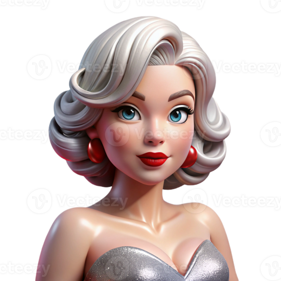 stunning rustic dramatic contemporary Portrait of a glamorous Hollywood actress with platinum blonde hair and ruby red lipstick, wearing a shimmering evening gown. Classic Hollywood lighting.... png