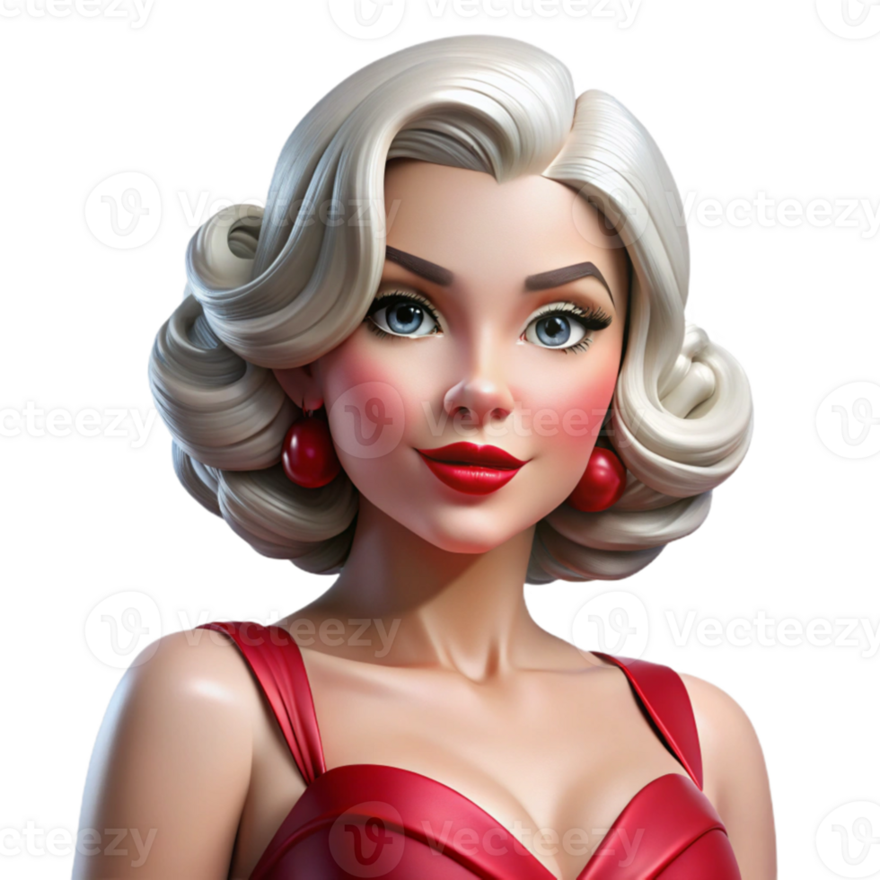 wonderful rustic elegant modern Portrait of a glamorous Hollywood actress with platinum blonde hair and ruby red lipstick, wearing a shimmering evening gown. Classic Hollywood lighting.... png