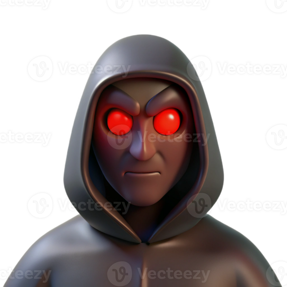 stunning vintage extraordinary abstract Portrait of a mysterious figure shrouded in shadows, with only their piercing red eyes visible. Dramatic, low-key lighting. Horror style original high quality png
