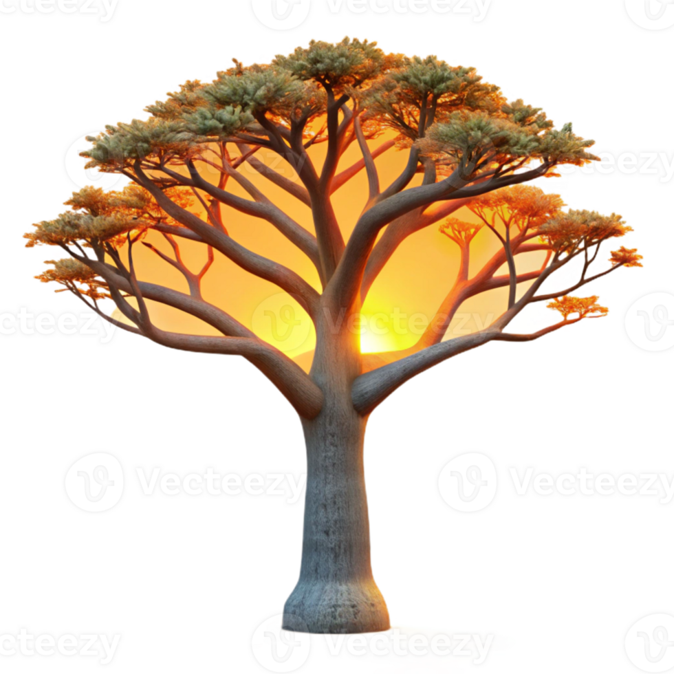 vibrant traditional stunning vintage A lone, weathered oak tree silhouetted against a vibrant sunset, painted in the style of a Romantic landscape, with warm golden light illuminating the rough... png