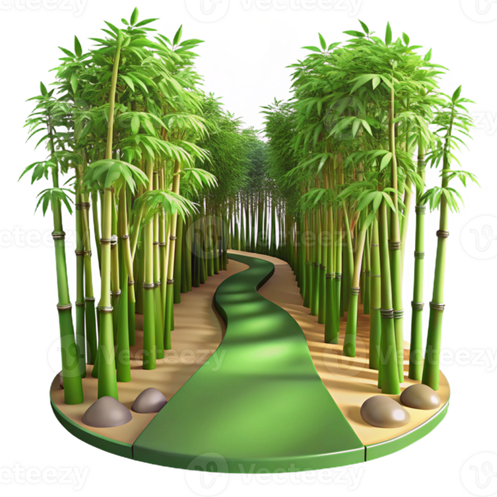 beautiful abstract elegant modern A winding path through a lush, green bamboo forest, dappled with sunlight filtering through the leaves, in a serene, Japanese woodblock print style exclusive high... png
