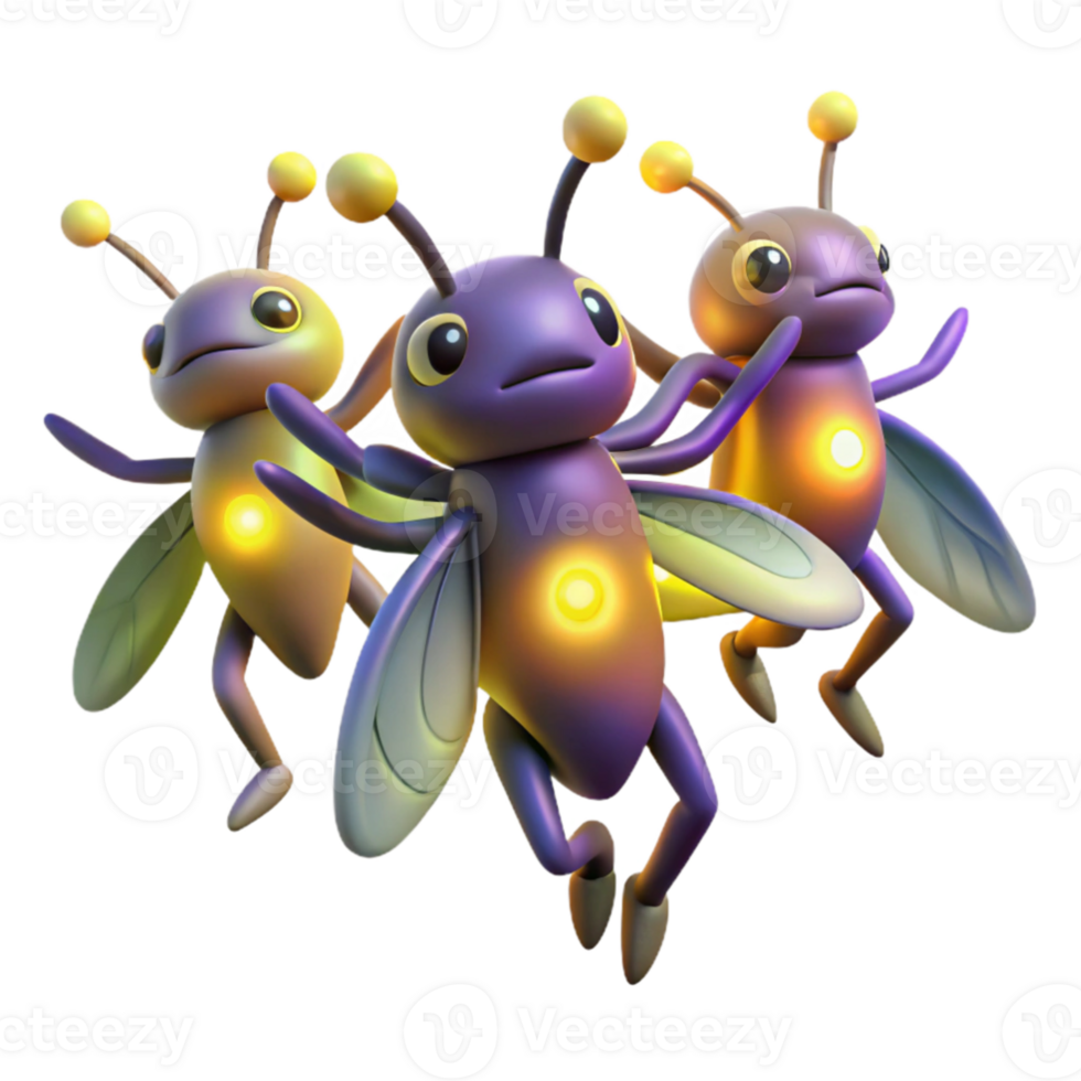 wonderful contemporary elegant abstract A group of fireflies dancing in the twilight, with soft, glowing bioluminescent light, in a whimsical, fairytale illustration style 4K original png