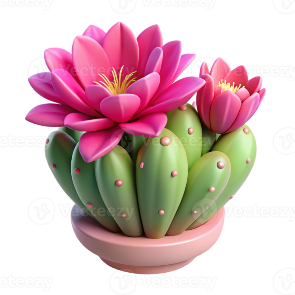 extraordinary vintage stunning artistic A desert cactus blooming with vibrant pink flowers, illuminated by the harsh, midday sun, in a bold, graphic art style genuine 4K png