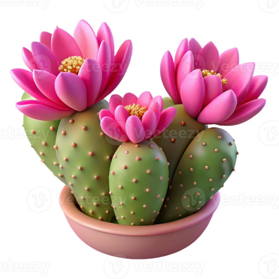 beautiful artistic elegant rustic A desert cactus blooming with vibrant pink flowers, illuminated by the harsh, midday sun, in a bold, graphic art style genuine premium png