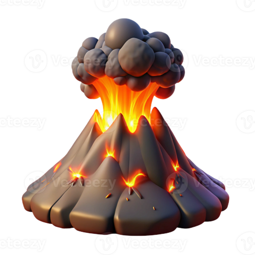 vibrant modern impressive modern A volcanic eruption spewing molten lava and ash into the night sky, illuminated by the fiery glow of the eruption, in a dramatic, apocalyptic style 4K exclusive png