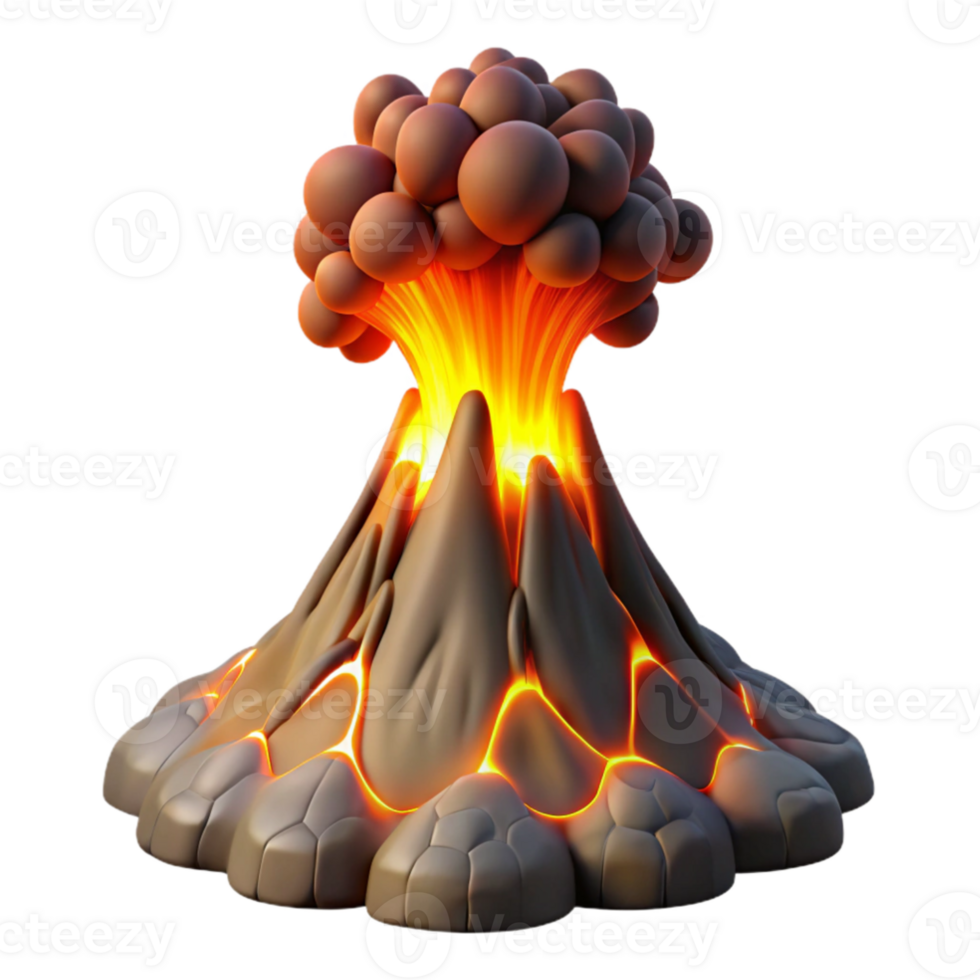 magnificent creative magnificent minimalist A volcanic eruption spewing molten lava and ash into the night sky, illuminated by the fiery glow of the eruption, in a dramatic, apocalyptic style high... png
