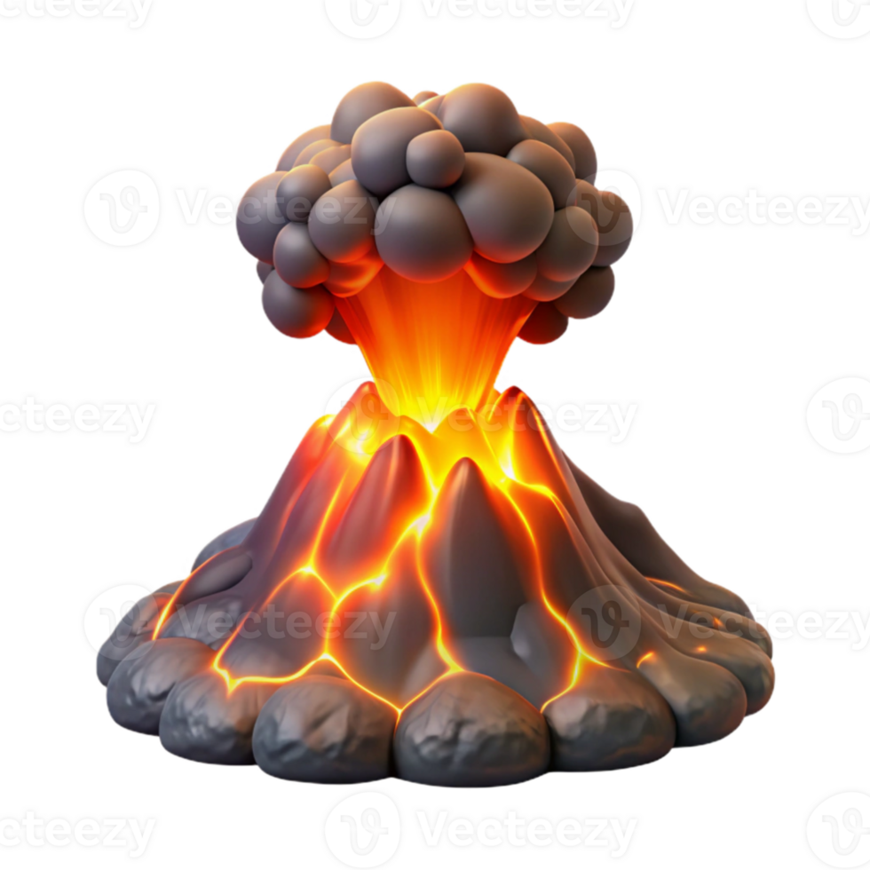 impressive artistic elegant vintage A volcanic eruption spewing molten lava and ash into the night sky, illuminated by the fiery glow of the eruption, in a dramatic, apocalyptic style exclusive... png