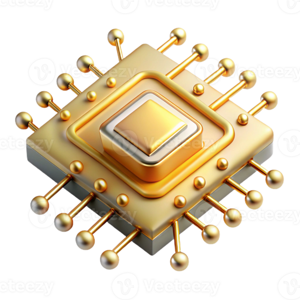 elegant traditional wonderful artistic A single microchip, magnified hundreds of times, intricate pathways glowing with golden light, details rendered with extreme precision, scientific... png