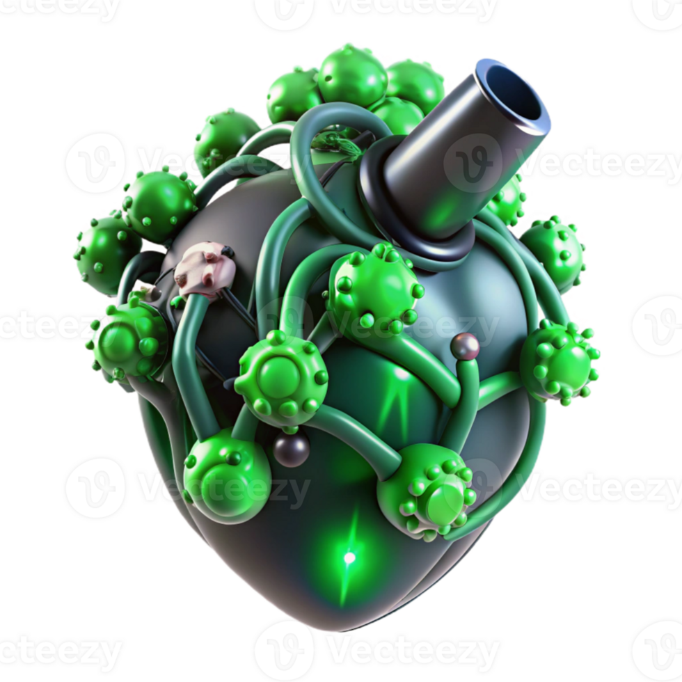 vibrant rustic extraordinary rustic A swarm of nanobots assembling a human heart, glowing with bioluminescent green light, intricate detail, medical illustration style genuine high resolution png