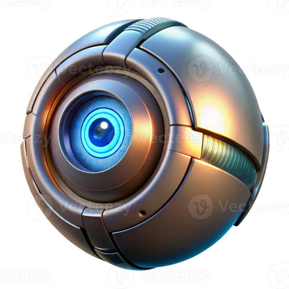 elegant abstract wonderful traditional A close-up of a bionic eye, intricate metallic details and glowing lens, illuminated by a single, focused beam of light, cyberpunk style professional original png