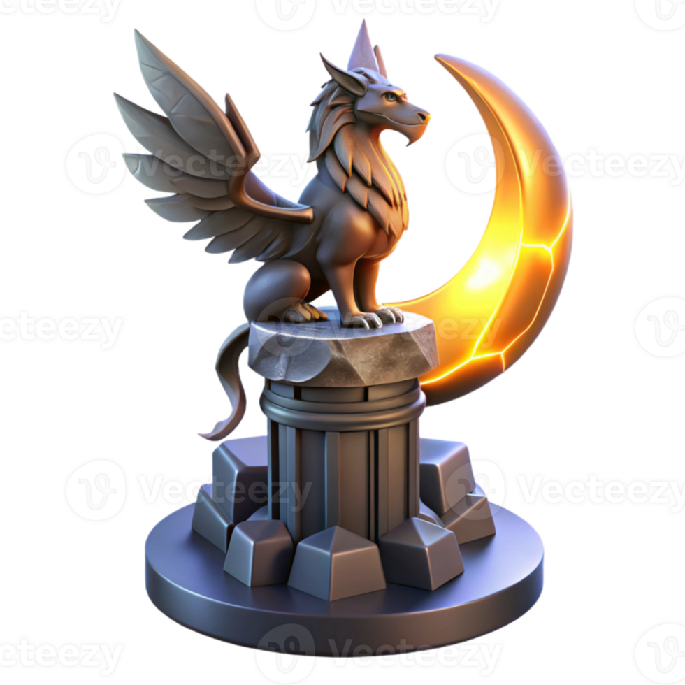 extraordinary contemporary elegant contemporary A majestic griffin perched atop a crumbling obsidian tower, illuminated by the ethereal glow of a triple moon, Art Nouveau style exclusive exclusive png