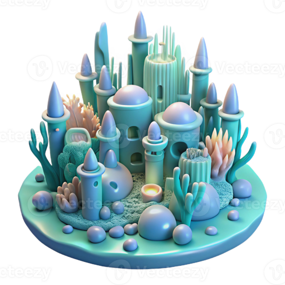 impressive vintage vibrant vintage A serene underwater city built of coral and pearls, illuminated by bioluminescent creatures, ethereal lighting detailed high quality png