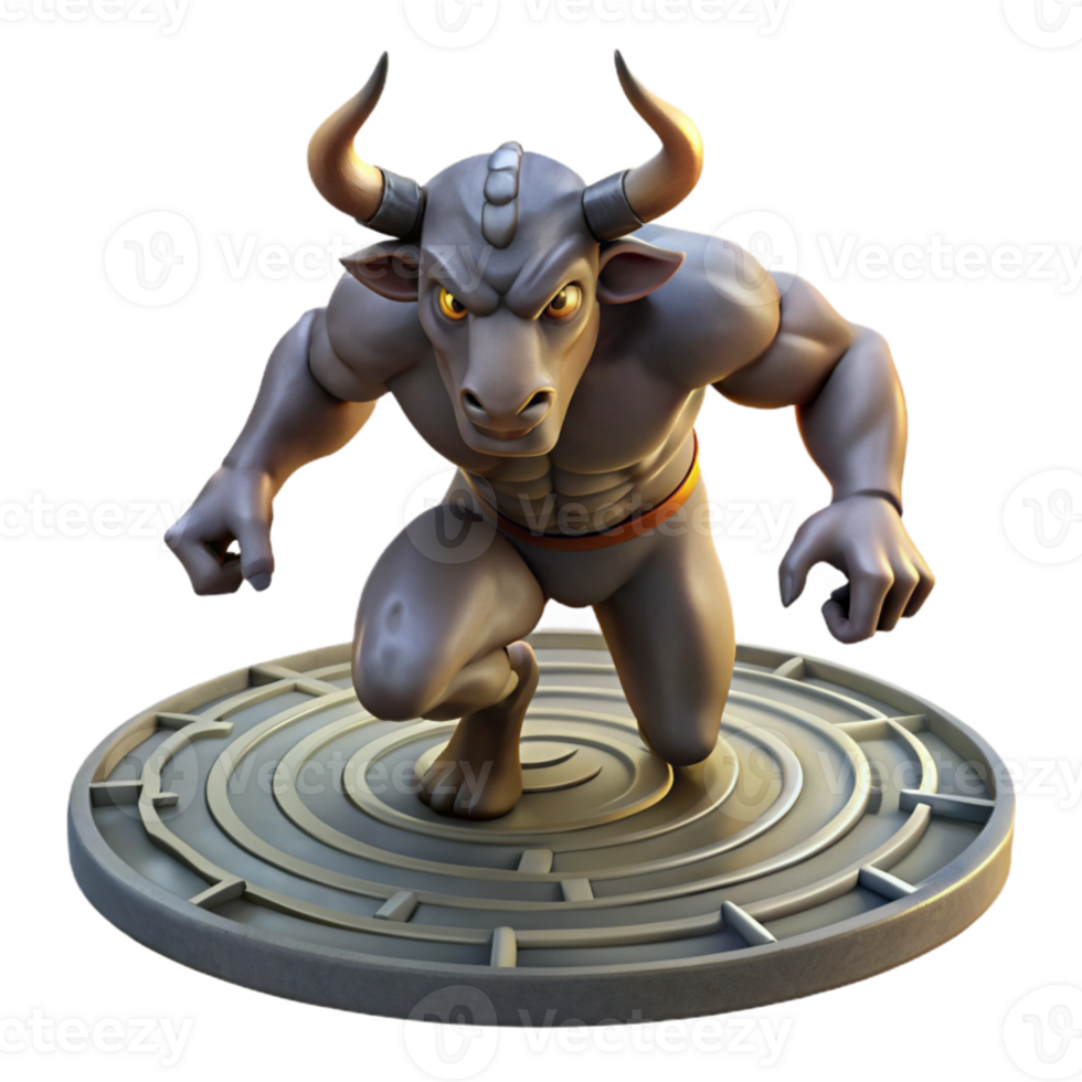 serene vintage extraordinary contemporary A fearsome minotaur charging through a labyrinth, dynamic pose, dramatic lighting, Greg Rutkowski style premium genuine png