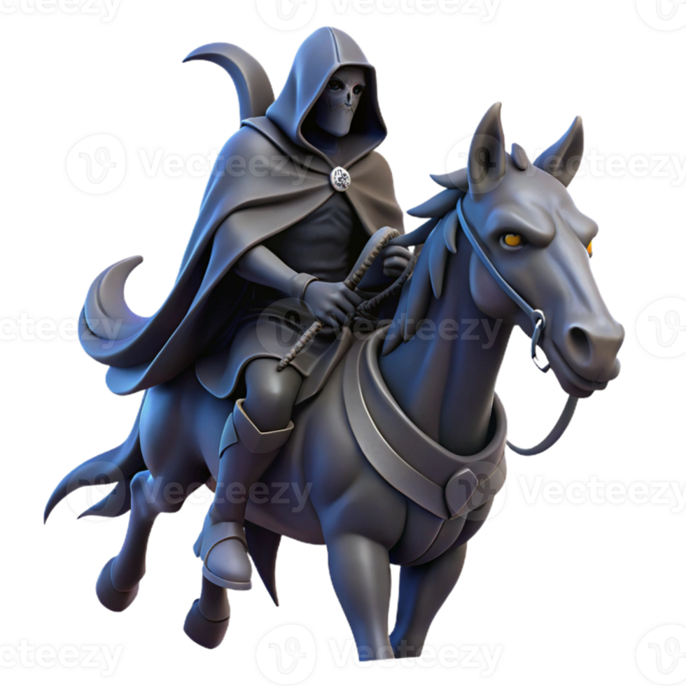elegant rustic elegant rustic A mysterious, hooded figure riding a skeletal steed through a desolate wasteland, ominous lighting, dark fantasy art genuine genuine png