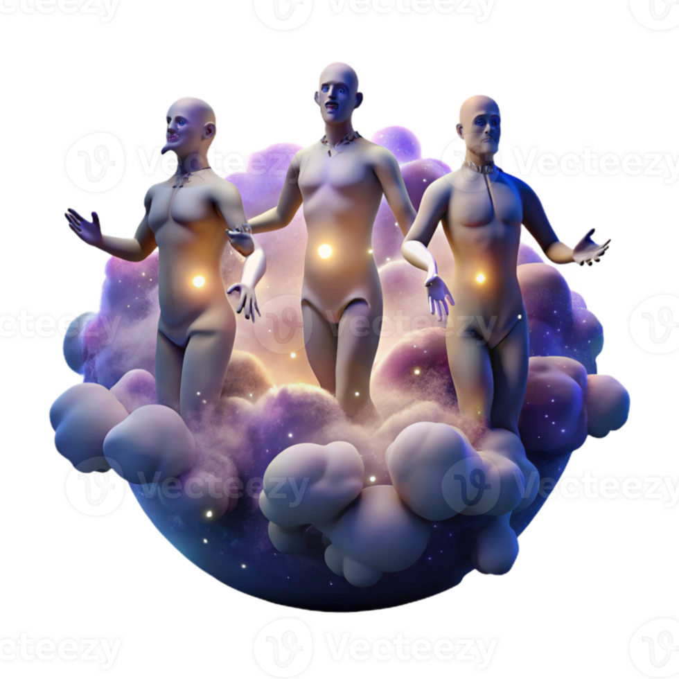 magnificent traditional magnificent rustic A group of celestial beings floating in a nebula, ethereal lighting, cosmic horror style original authentic png