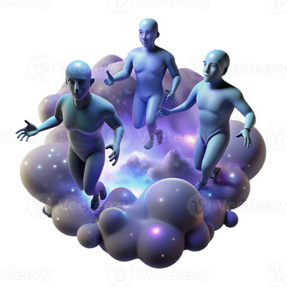 beautiful minimalist extraordinary classic A group of celestial beings floating in a nebula, ethereal lighting, cosmic horror style authentic genuine png