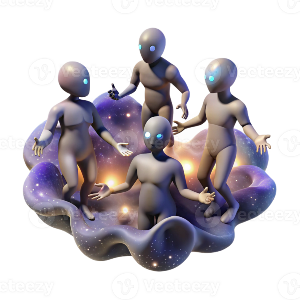magnificent minimalist elegant classic A group of celestial beings floating in a nebula, ethereal lighting, cosmic horror style high resolution exclusive png