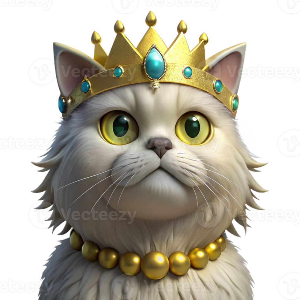 extraordinary classic beautiful traditional A grumpy-looking, fluffy Persian cat wearing a tiny crown, surrounded by floating jewels, illuminated by a dramatic spotlight from above, Renaissance... png