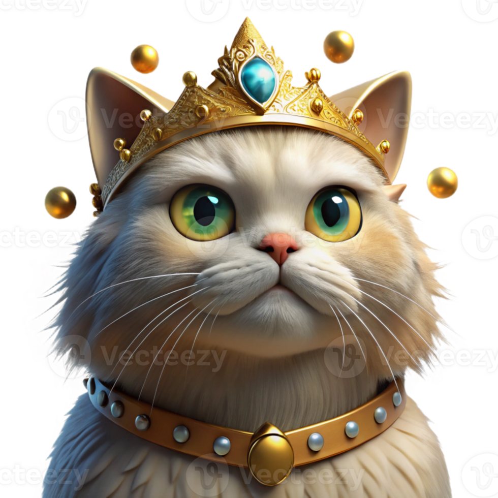beautiful modern serene abstract A grumpy-looking, fluffy Persian cat wearing a tiny crown, surrounded by floating jewels, illuminated by a dramatic spotlight from above, Renaissance painting... png