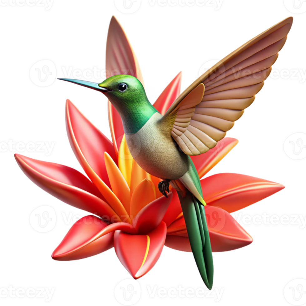 beautiful traditional serene abstract A single hummingbird hovering in front of a giant, exotic flower, wings blurred in motion, vibrant, hyperrealistic detail, macro photography with shallow... png