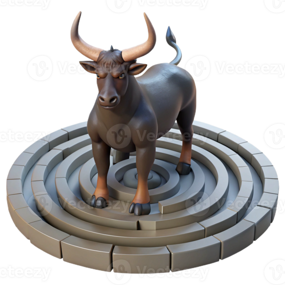 impressive vintage extraordinary modern A majestic minotaur stands in the labyrinth, intricate shadows play across the stone walls, realistic fur and horns, neoclassical style detailed exclusive png