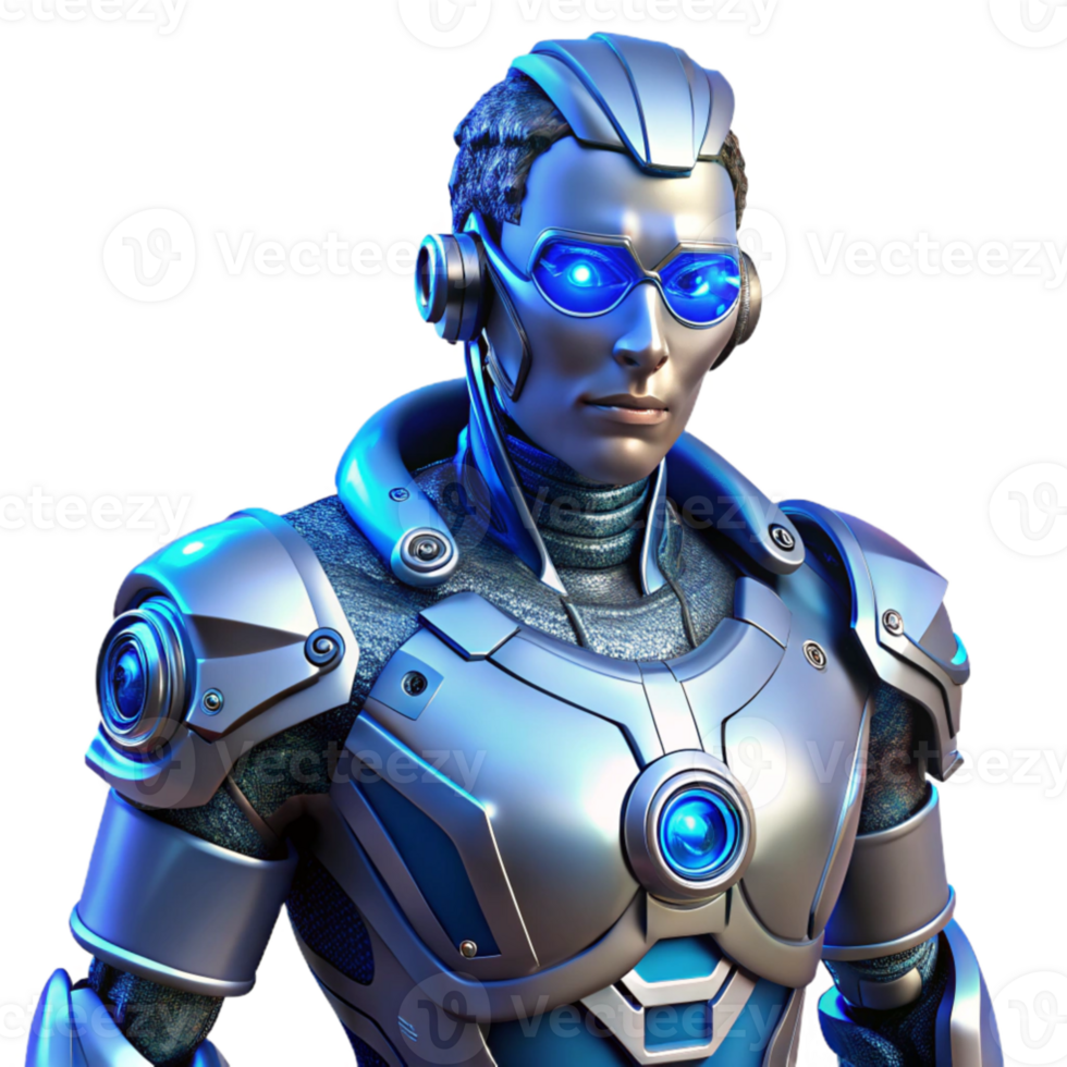 stunning traditional dramatic classic A steampunk cyborg with intricate mechanical augmentations, cool blue and silver tones, dramatic rim lighting, cyberpunk style professional high resolution png