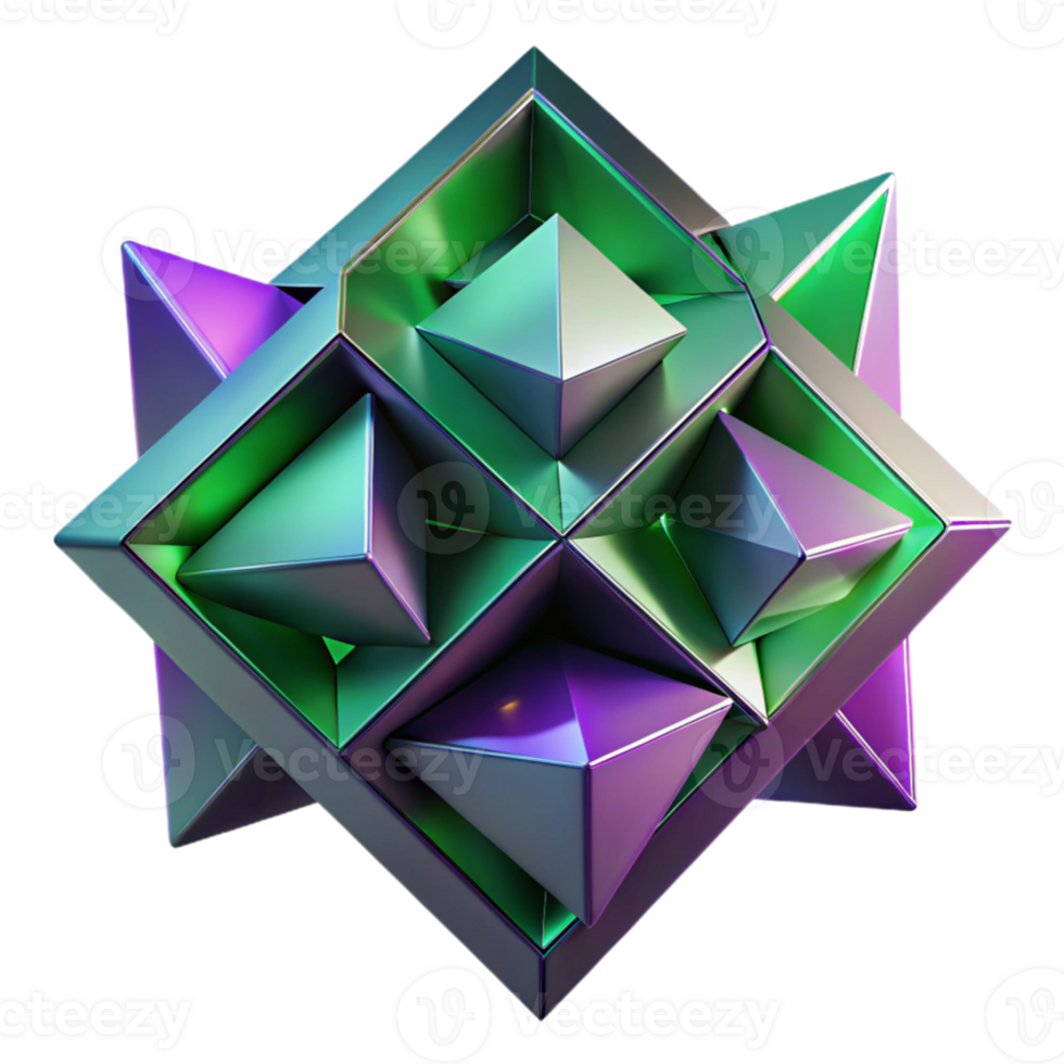 beautiful rustic extraordinary modern Fractured geometric shapes, primarily triangles and squares, in shades of deep violet and emerald green, lit by a soft, ambient glow, Cubist style original... png