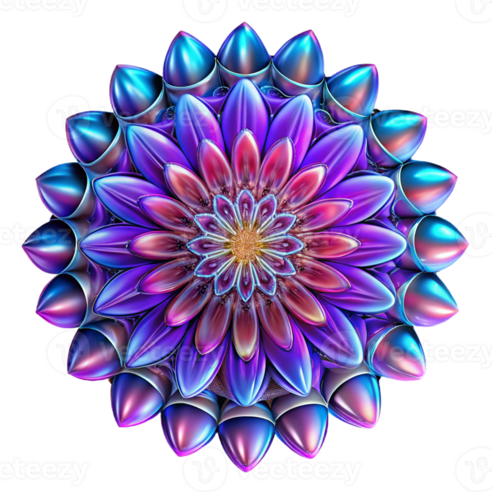 elegant abstract serene abstract A kaleidoscopic explosion of fractal patterns, in neon colors, illuminated by a strobe light effect, Psychedelic style professional genuine png