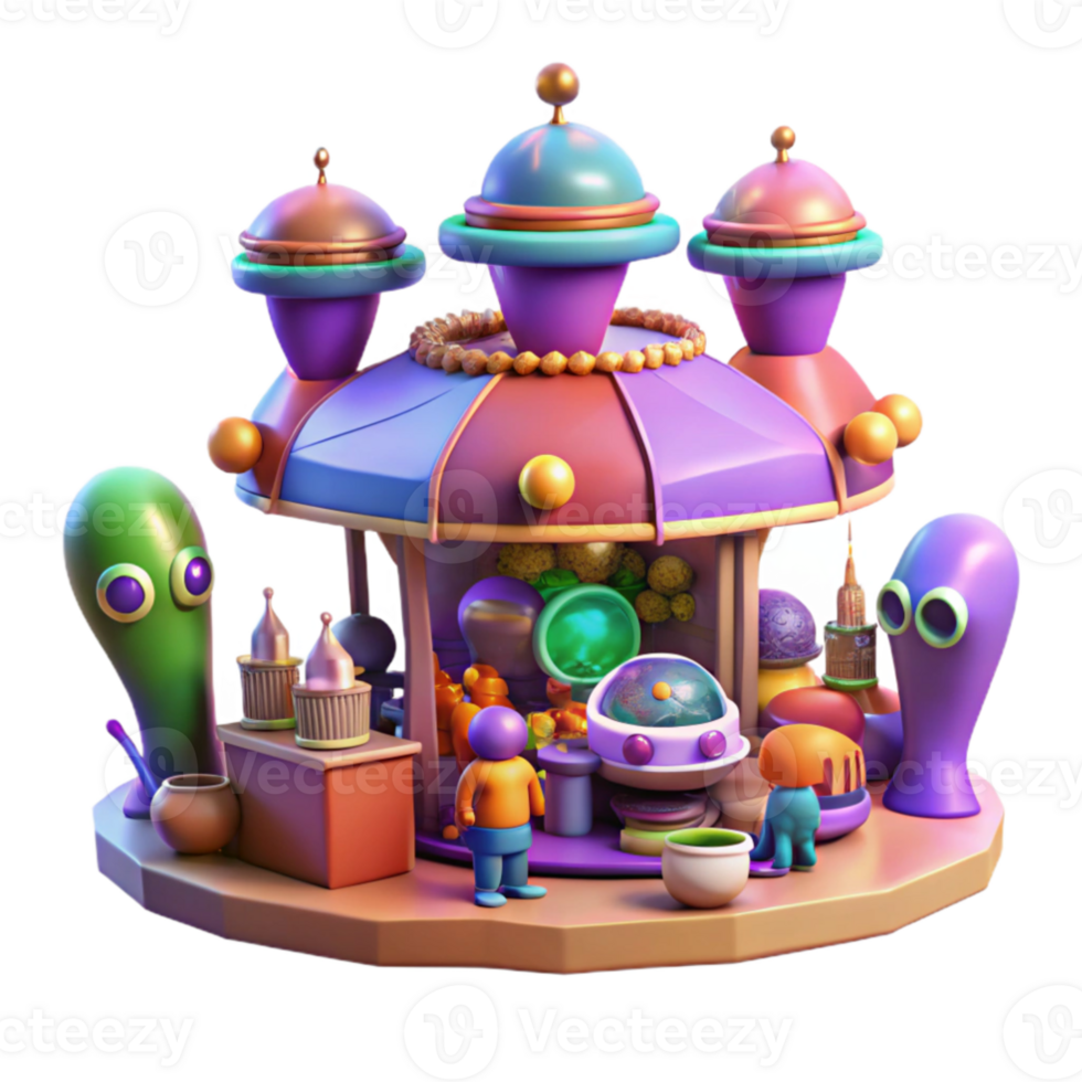 beautiful modern magnificent minimalist A bustling marketplace on a distant planet, filled with alien vendors and strange technology, warm, vibrant colors, dynamic lighting, art nouveau style... png