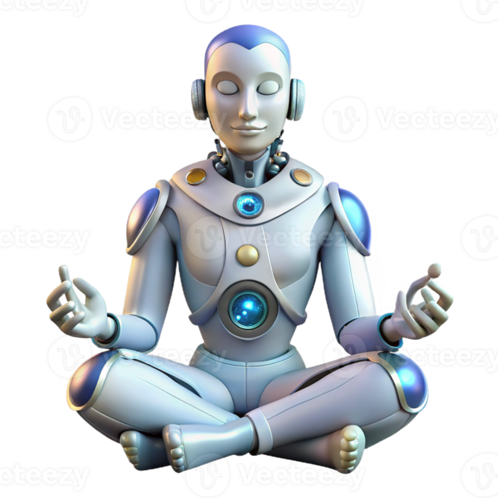 vibrant vintage beautiful abstract A cyborg with intricate mechanical augmentations, meditating amidst the ruins of an ancient temple, soft, ethereal lighting, surreal style premium 4K png