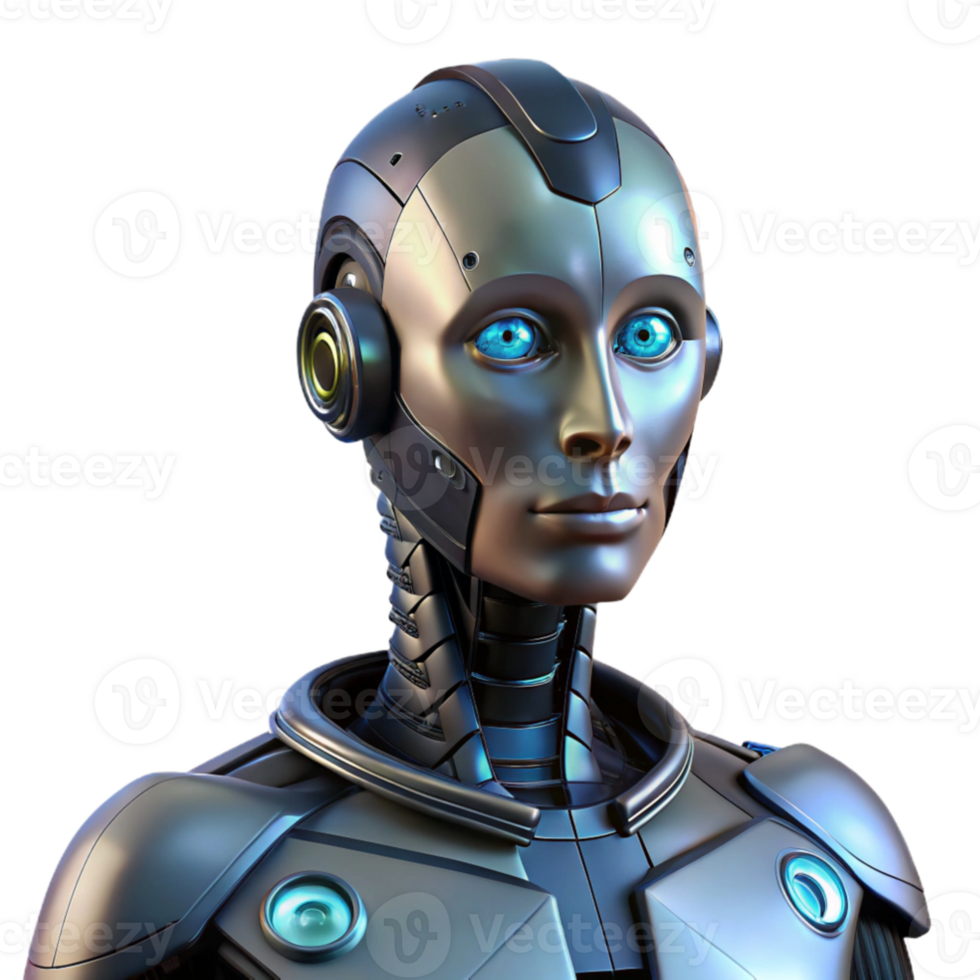 extraordinary vintage serene vintage A close-up portrait of a humanoid robot with expressive eyes, intricate circuitry visible beneath transparent skin, dramatic chiaroscuro lighting, biopunk... png