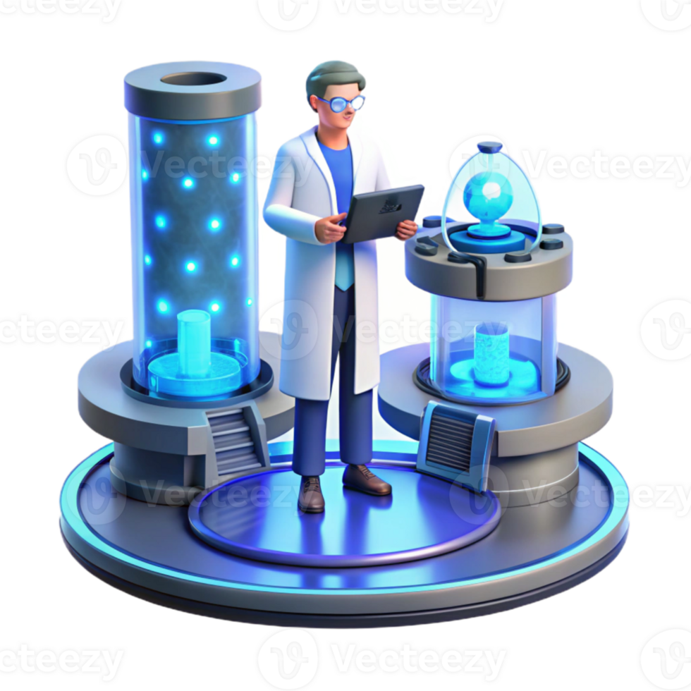 serene classic beautiful traditional A scientist working in a futuristic laboratory, surrounded by holographic displays and advanced technology, cool blue lighting, minimalist style genuine genuine png