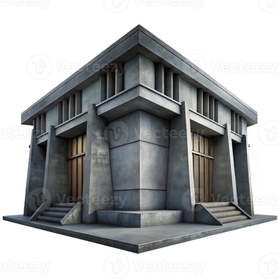 dramatic artistic serene vintage Brutalist concrete library, imposing and geometric, harsh shadows, overcast sky, gritty and realistic, 4K high resolution png