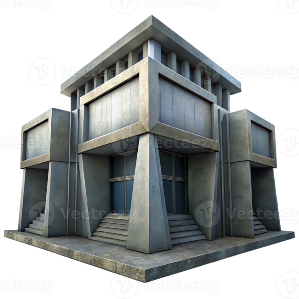 impressive artistic serene traditional Brutalist concrete library, imposing and geometric, harsh shadows, overcast sky, gritty and realistic, authentic 4K png