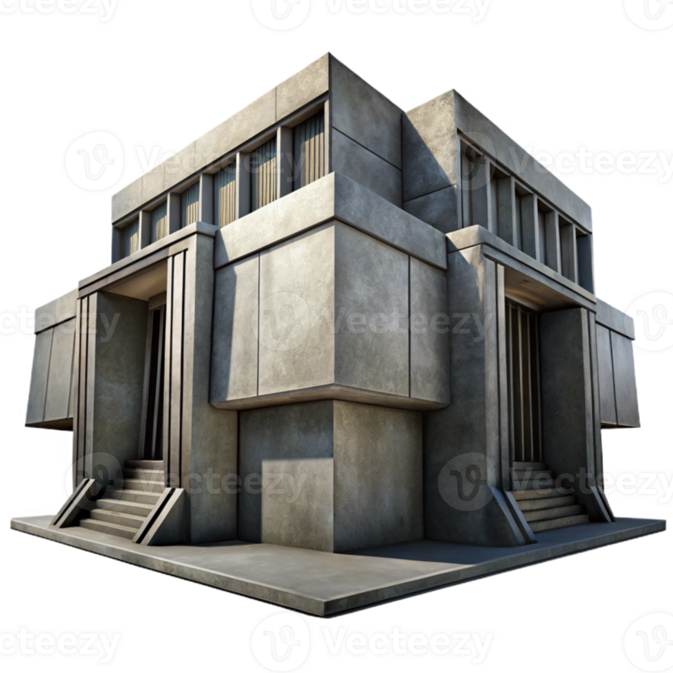 stunning rustic stunning modern Brutalist concrete library, imposing and geometric, harsh shadows, overcast sky, gritty and realistic, genuine detailed png
