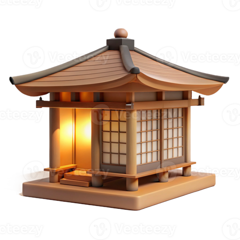 wonderful artistic elegant traditional Japanese tea house, minimalist design, natural wood and paper, soft diffused light, tranquil, high quality premium png