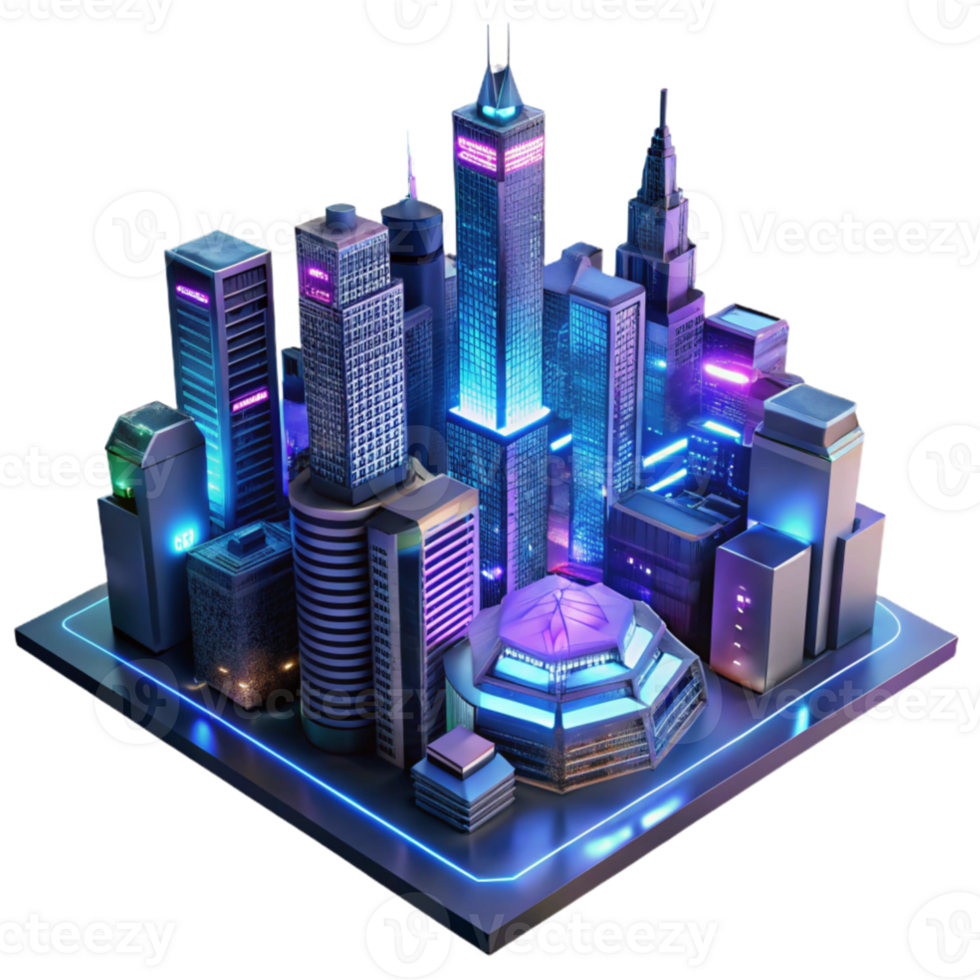 extraordinary contemporary elegant classic Cyberpunk cityscape, neon signs, towering skyscrapers, rainy night, Blade Runner style, 4K high resolution png
