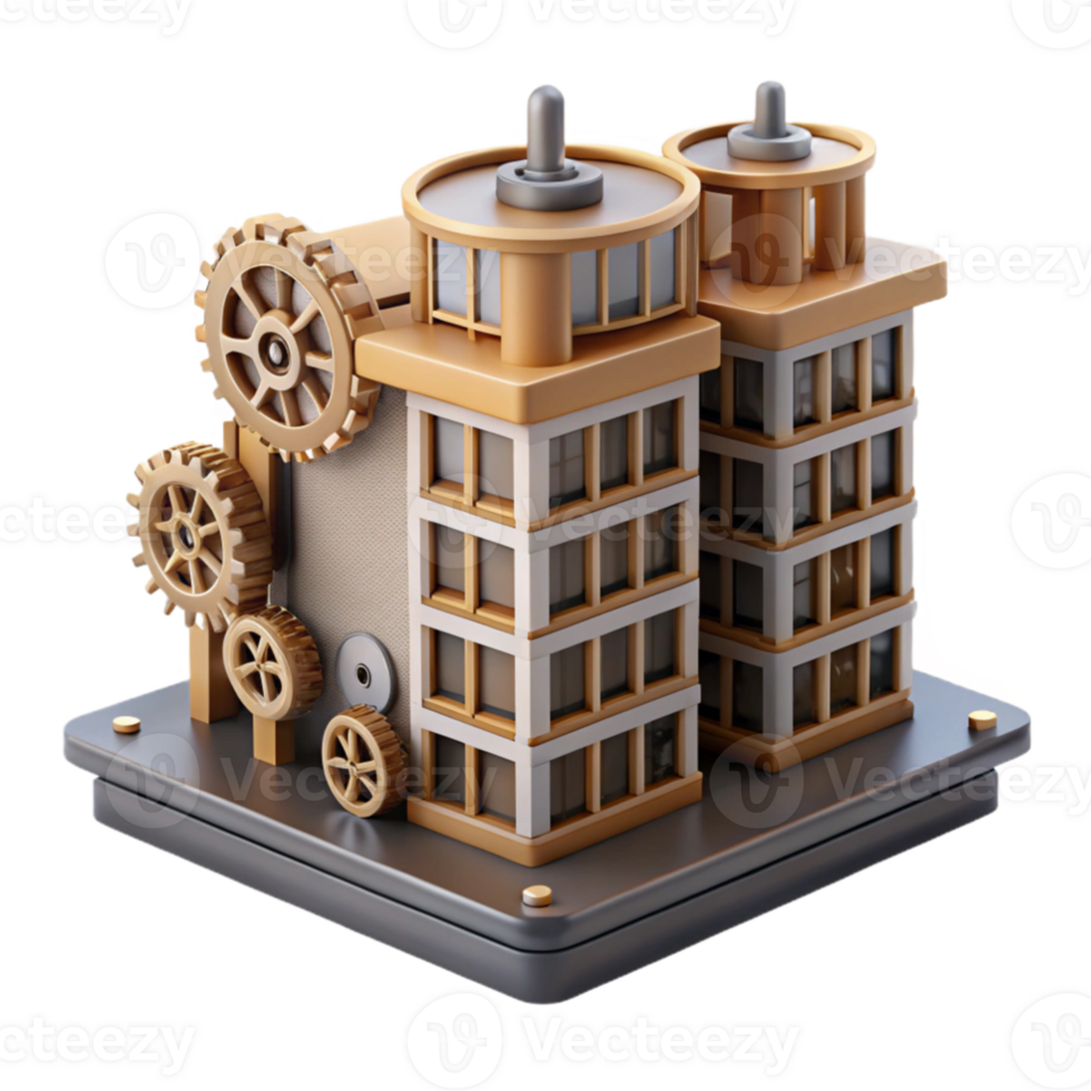 elegant traditional serene contemporary Microscale apartment building made of watch parts, intricate gears and springs, macro photography style, studio lighting, genuine exclusive png